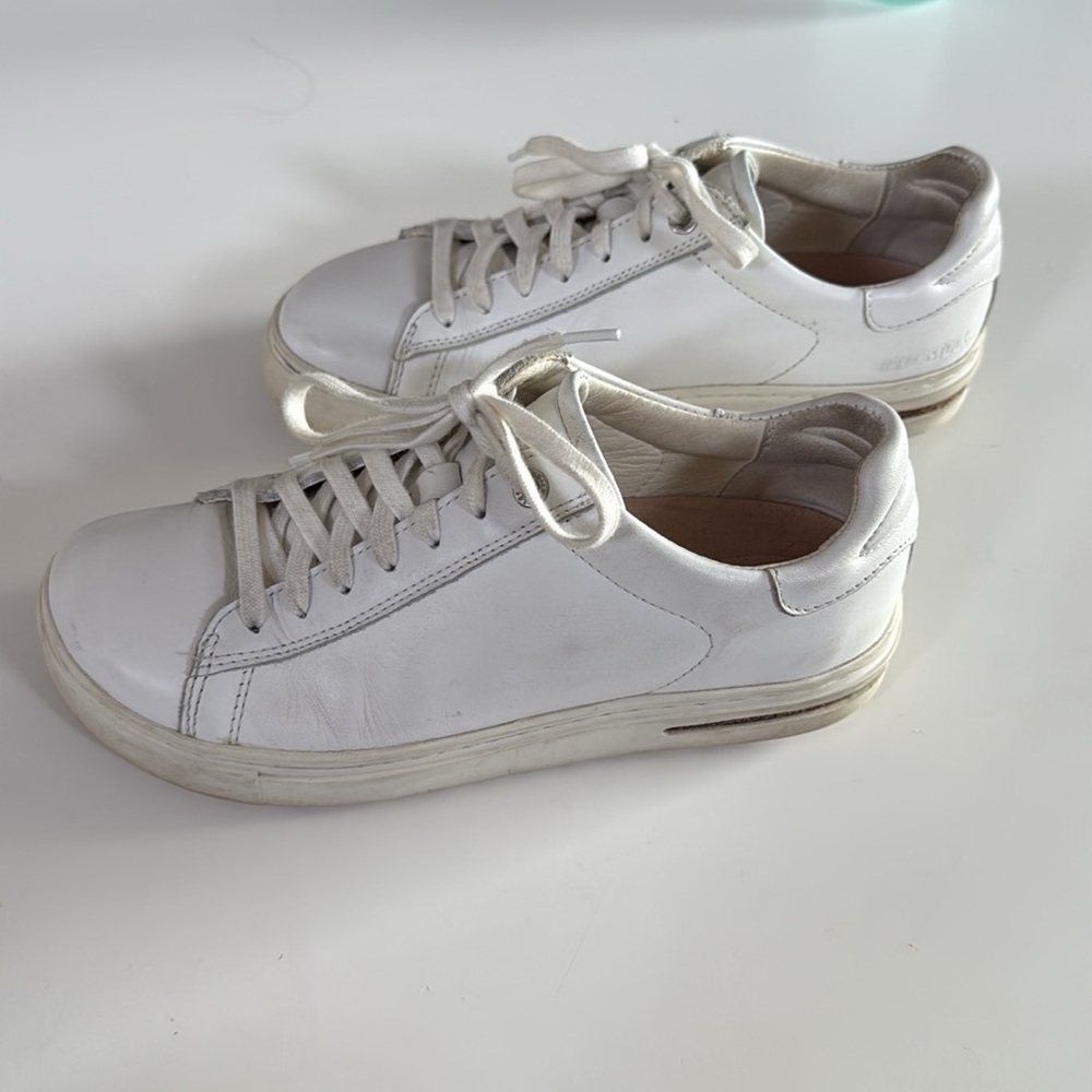 Birkenstock White Leather Sneakers - The Bend View 4